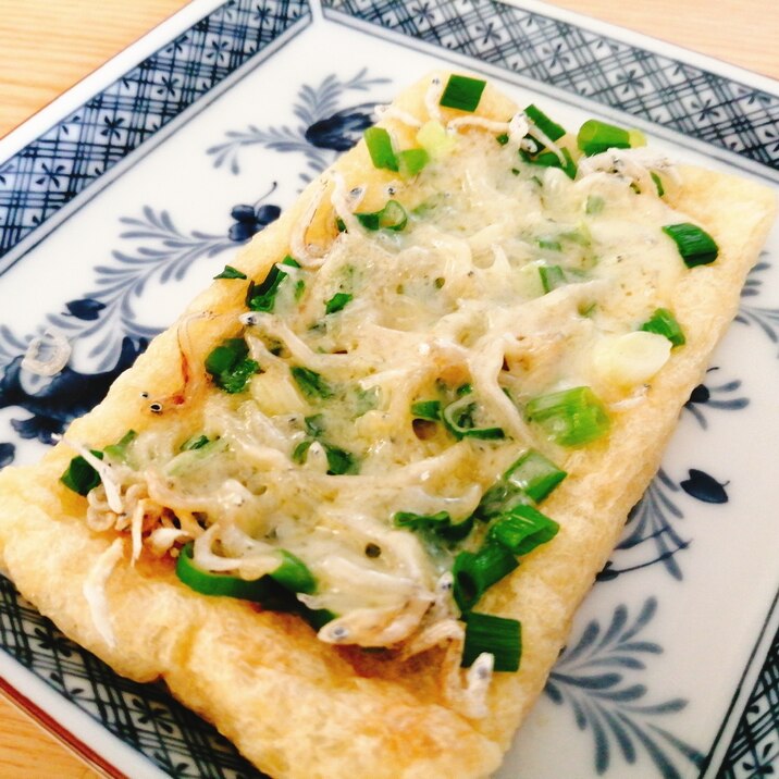 レンジで☆油揚げと小ねぎちりめんじゃこのチーズ焼き